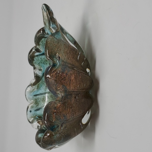 Murano Like Glass Ultramarine Gold Flecking Sculptured Bowl Barovier & Toso MCM - Picture 5 of 8